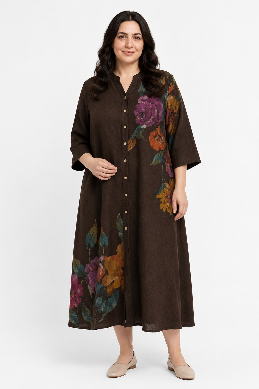 Portofino Linen Dress Brown