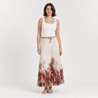 Rosé Bloom Satin Skirt