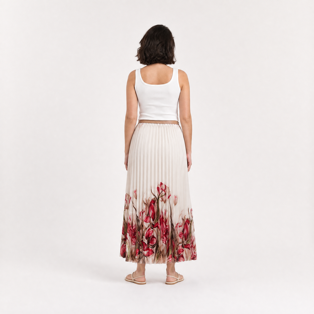 Rosé Bloom Satin Skirt